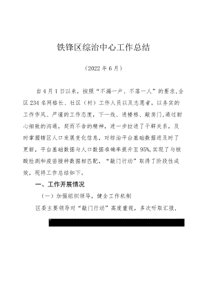 铁锋区综治中心工作总结.docx