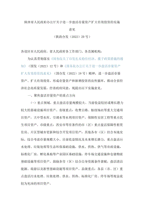 陕西省人民政府办公厅关于进一步盘活存量资产扩大有效投资的实施意见.docx