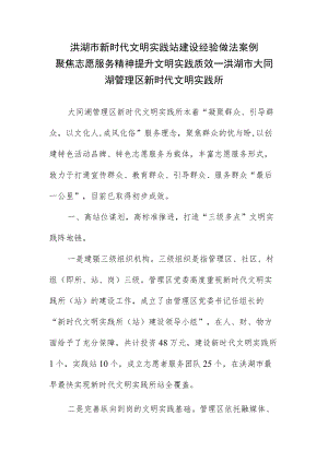 聚焦志愿服务精神 提升文明实践质效—洪湖市大同湖管理区新时代文明实践所.docx