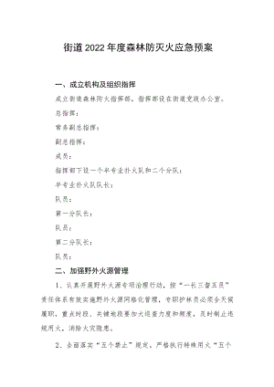 街道2022年度森林防灭火应急预案.docx