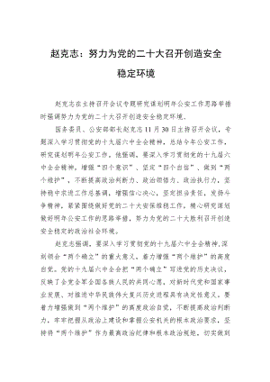 赵克志：努力为党的二十大召开创造安全稳定环境.docx