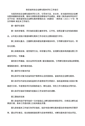 陕西省科技企业孵化载体评价工作指引-全文及指标.docx