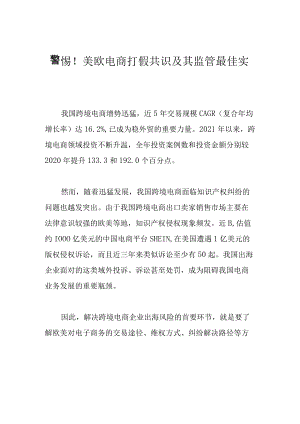 警惕！美欧电商打假共识及其监管最佳实践.docx