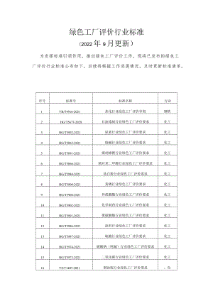 绿色工厂评价行业标准.docx