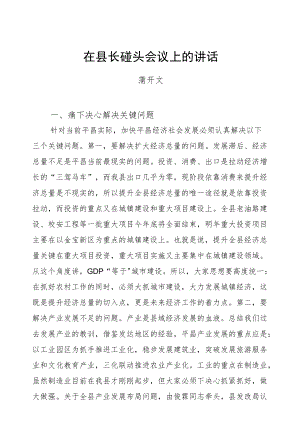 蒲开文：在县长碰头会议上的讲话.docx