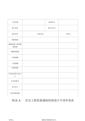 附录A 住宅工程质量通病控制设计专项审查表.docx