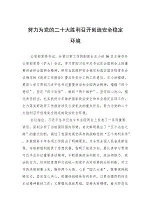 努力为党的二十大胜利召开创造安全稳定环境.docx