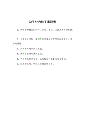大学学生处内勤干事职责.docx