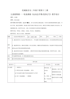 小学音乐 花城版 二年级下册 儿童歌舞剧 龟兔赛跑《运动会开幕式的礼号》 教案设计.docx