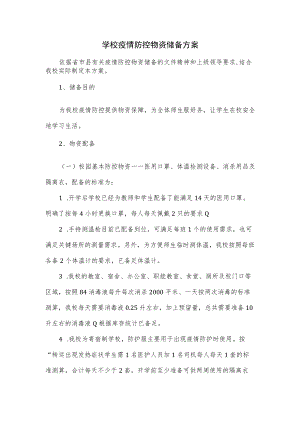 学校疫情防控物资储备方案优选.docx