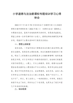 小学道德与法治新课标专题培训学习心得体会.docx