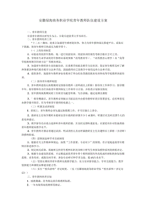 安徽绿海商务职业学院青年教师队伍建设方案.docx