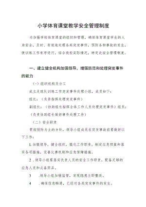 小学体育课堂教学安全管理制度.docx