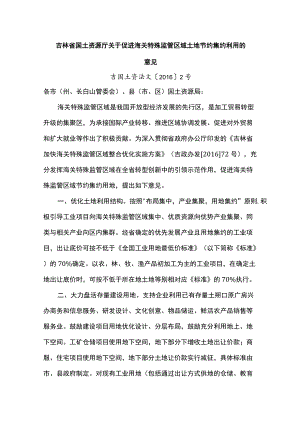 吉林省国土资源厅关于促进海关特殊监管区域土地节约集约利用的意见.docx