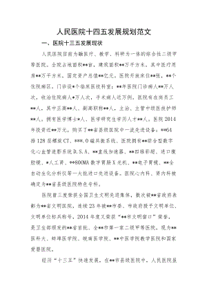 人民医院十四五发展规划范文.docx