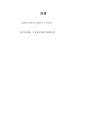 人民银行县级支行2022年工作总结和银行青年职工演讲稿.docx
