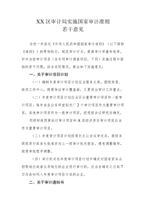 XX区审计局实施国家审计准则若干意见.docx