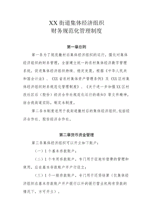 XX街道集体经济组织财务规范化管理制度.docx