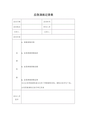 2022《应急演练记录表》模板.docx