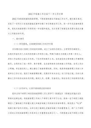 2022年档案工作总结下一步工作打算.docx