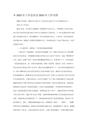 乡2022年工作总结及2023年工作安排.docx