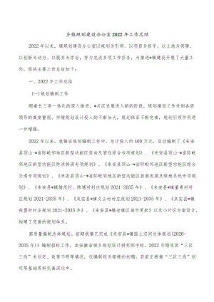 乡镇规划建设办公室2022年工作总结.docx