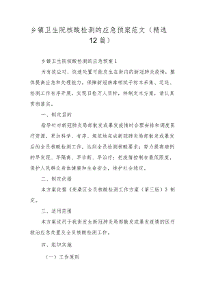 乡镇卫生院核酸检测的应急预案范文（精选12篇）.docx