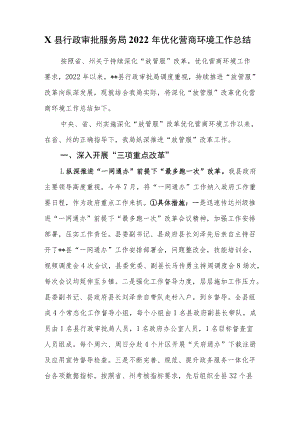 X县行政审批服务局2022年优化营商环境工作总结.docx