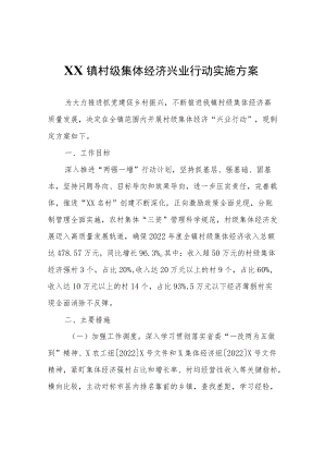 XX镇村级集体经济兴业行动实施方案.docx
