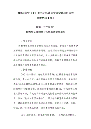 2022年党（工）委书记抓基层党建突破项目成效经验材料【六】.docx