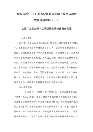 2022年党（工）委书记抓基层党建工作突破项目成效经验材料（三）.docx
