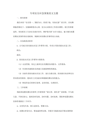专项安全应急预案范文五篇.docx