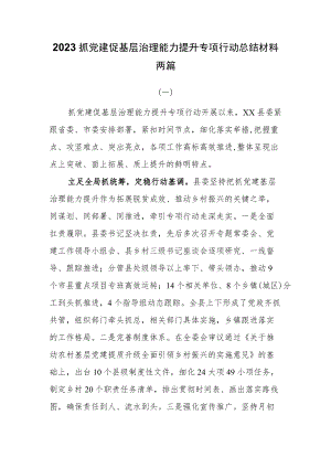 2023抓党建促基层治理能力提升专项行动总结材料两篇.docx