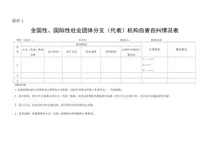 全国性、国际性社会团体分支（代表）机构自查自纠情况表.docx