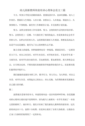 幼儿园新教师岗前培训心得体会范文三篇.docx