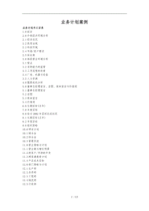 业务计划案例分析报告.doc