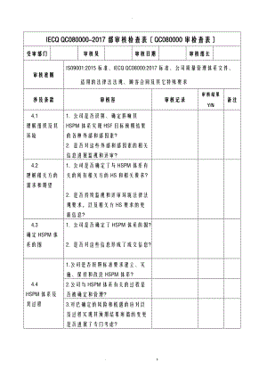 IECQQC080000-内部审核检查表-全条款.doc