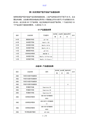 第二批优秀国产医疗设备产品遴选结果.doc