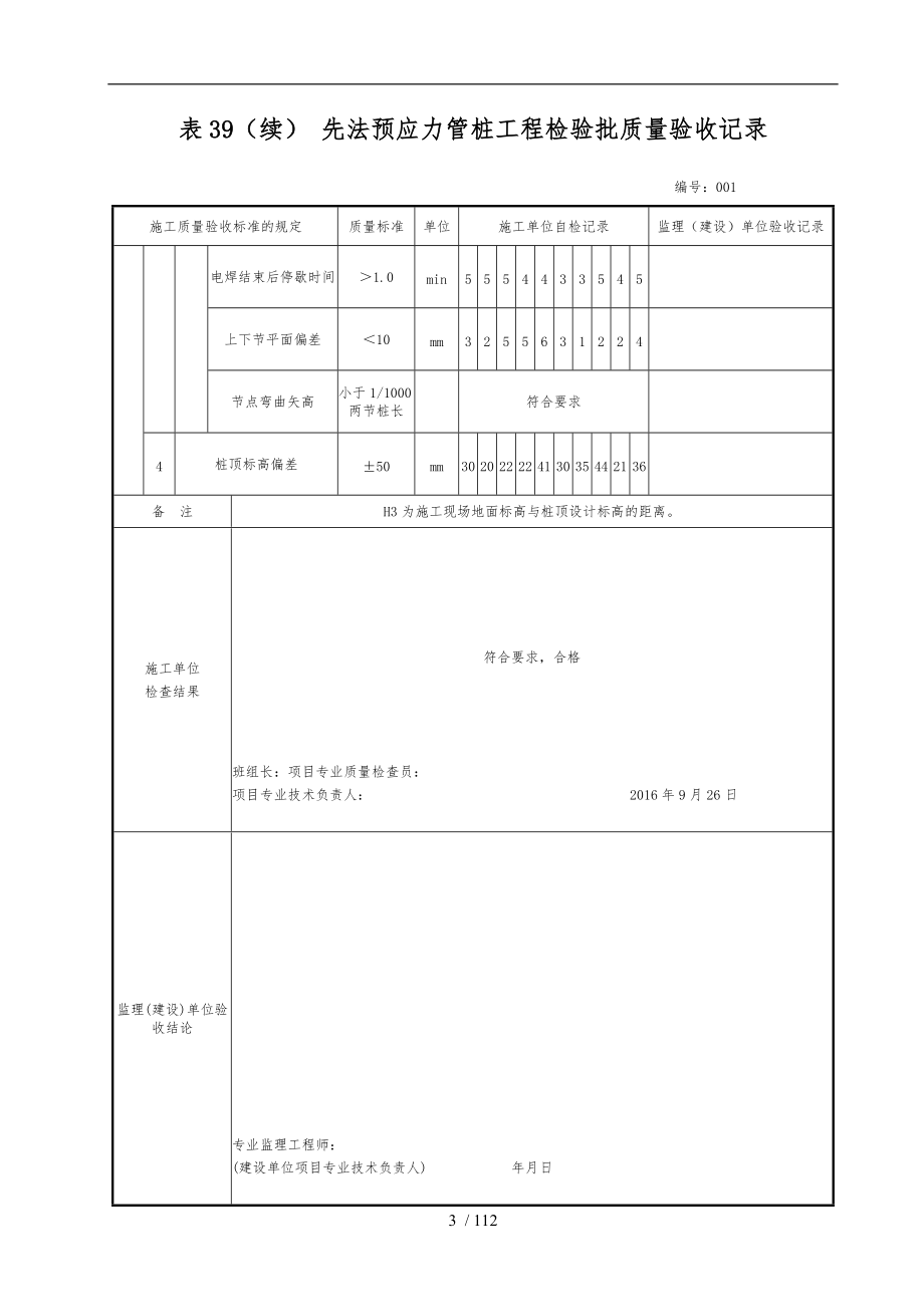 预应力管桩工程检验批质量验收记录文本.doc_第3页