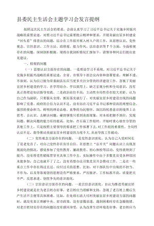 县委民主生活会主题学习会发言提纲.docx