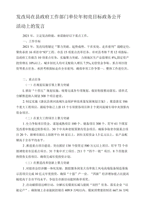 发改局在县政府工作部门单位年初亮目标政务公开活动上的发言.docx