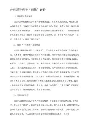 公司领导班子“画像”评价.docx