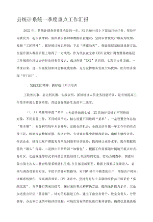 县统计系统一季度重点工作汇报.docx