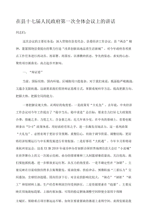 在县十七届人民政府第一次全体会议上的讲话.docx
