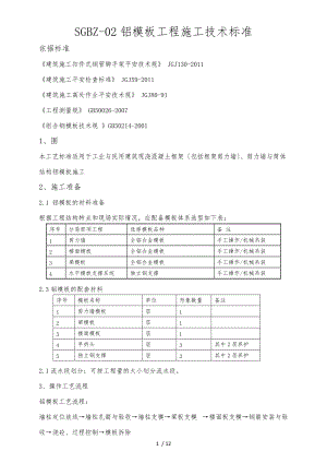 铝模板施工工艺标准详.docx
