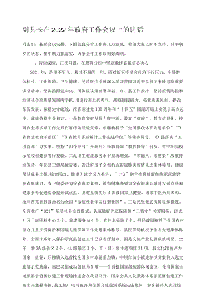 副县长在2022年政府工作会议上的讲话.docx