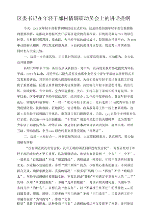 区委书记在年轻干部村情调研动员会上的讲话提纲.docx