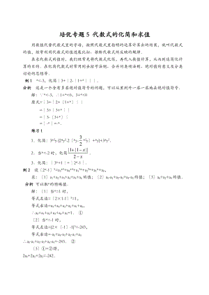 培优专题5代数式的化简和求值含答案-.doc
