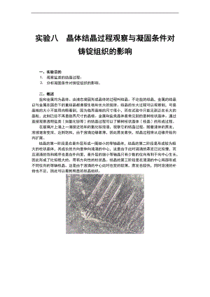 晶体结晶过程观察和凝固条件对铸锭组织地影响-材料科学的基础-实验-08.doc