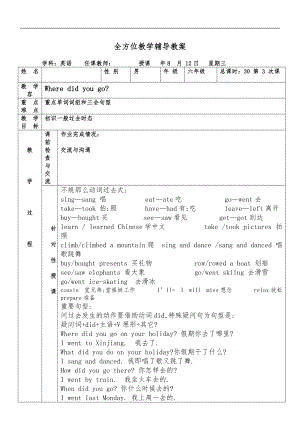 六级下Where-did-you-go知识点及练习.doc